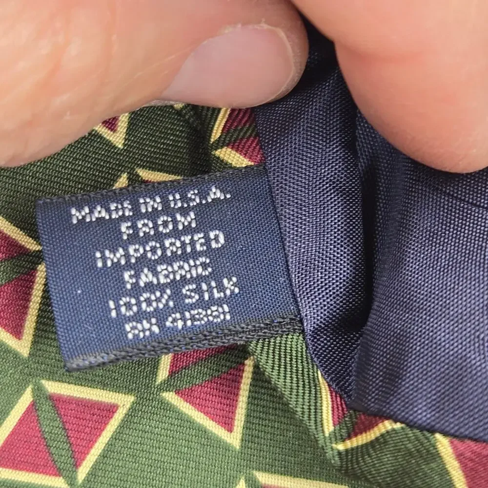 Polo by Ralph Lauren Geometric Green and Burgundy Men's 100% Silk Tie